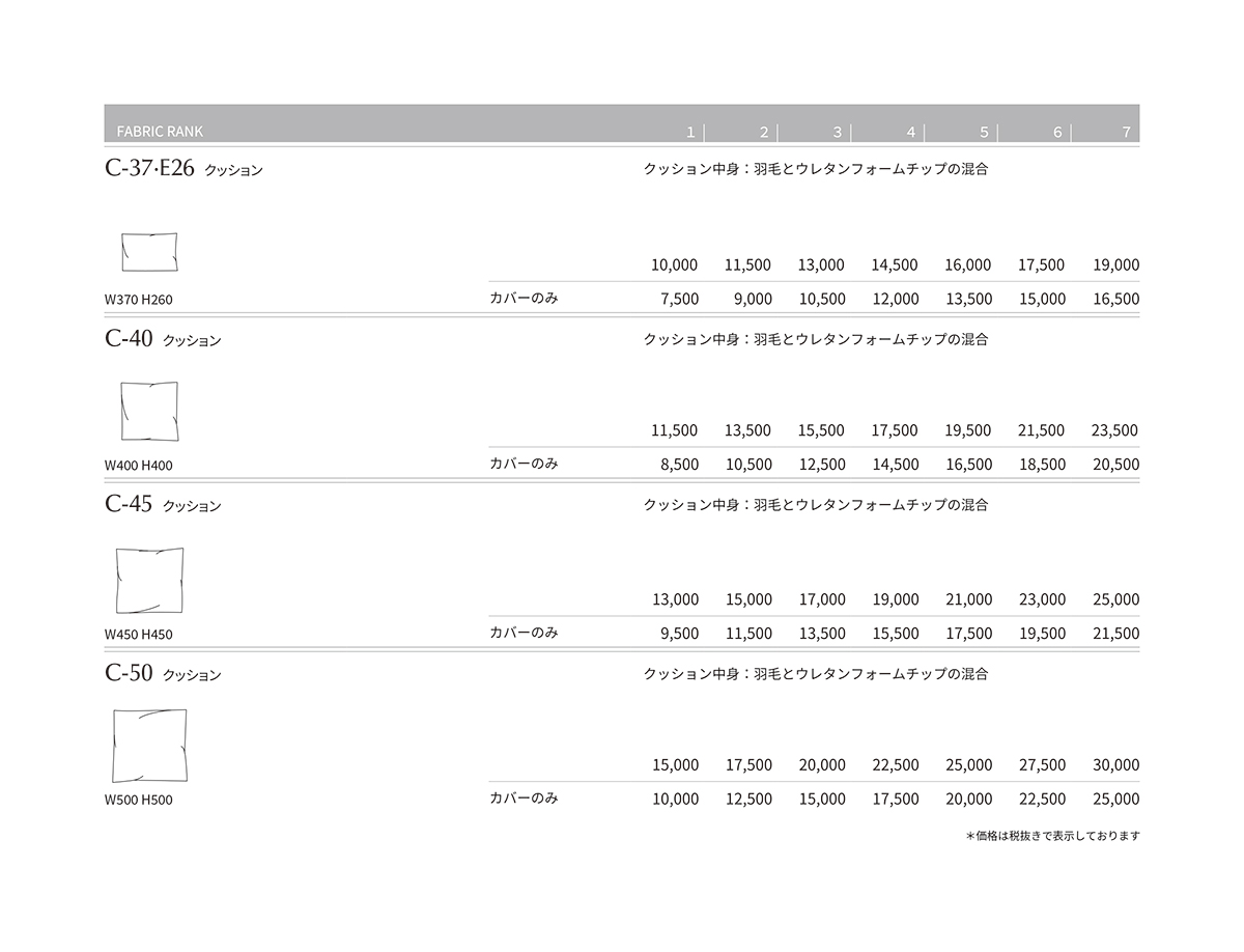 CUSHION Price List